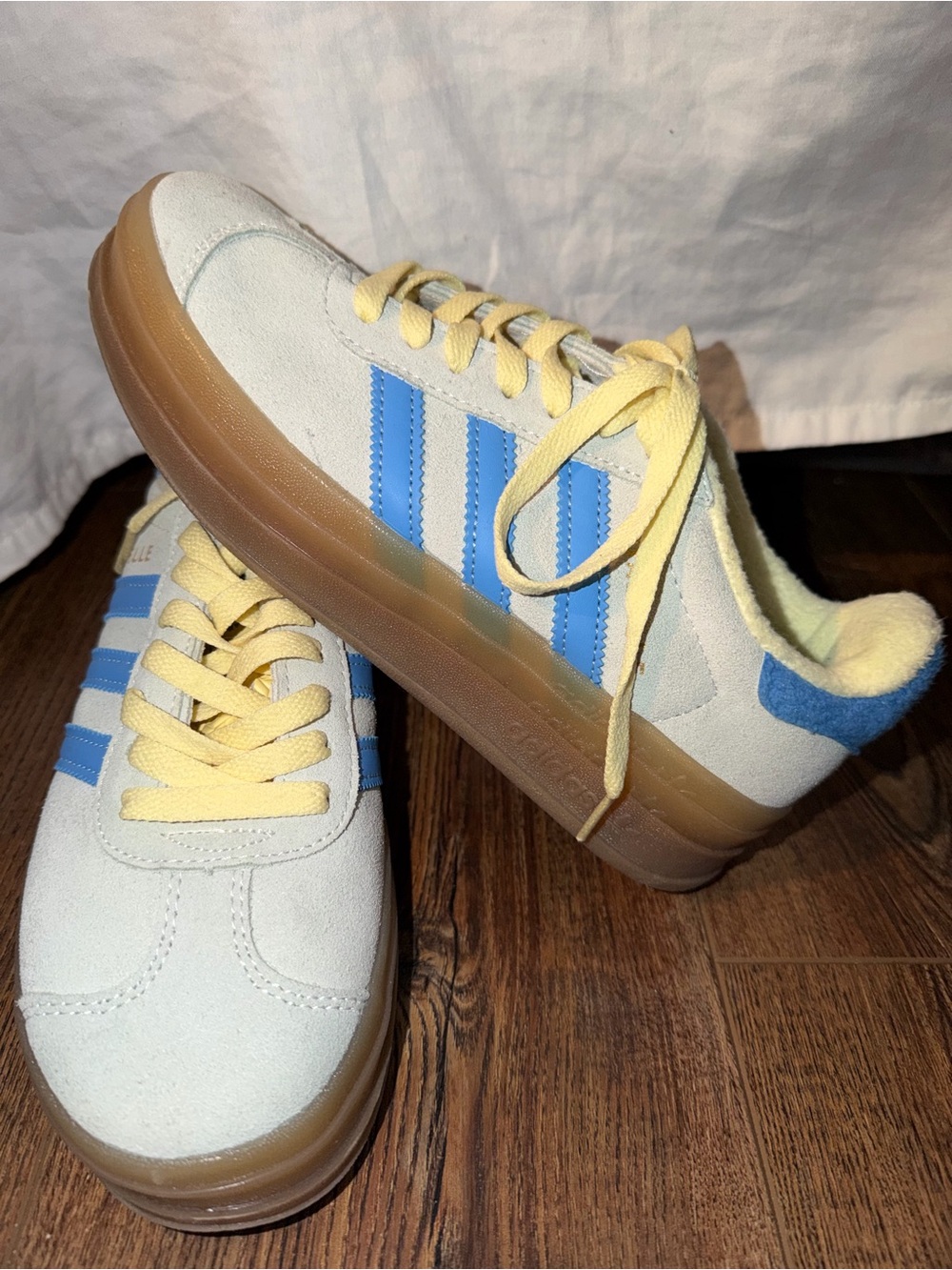 New Adidas Gazelle Bold “almost Blue/yellow” Women’s Sneakers Size 6.5